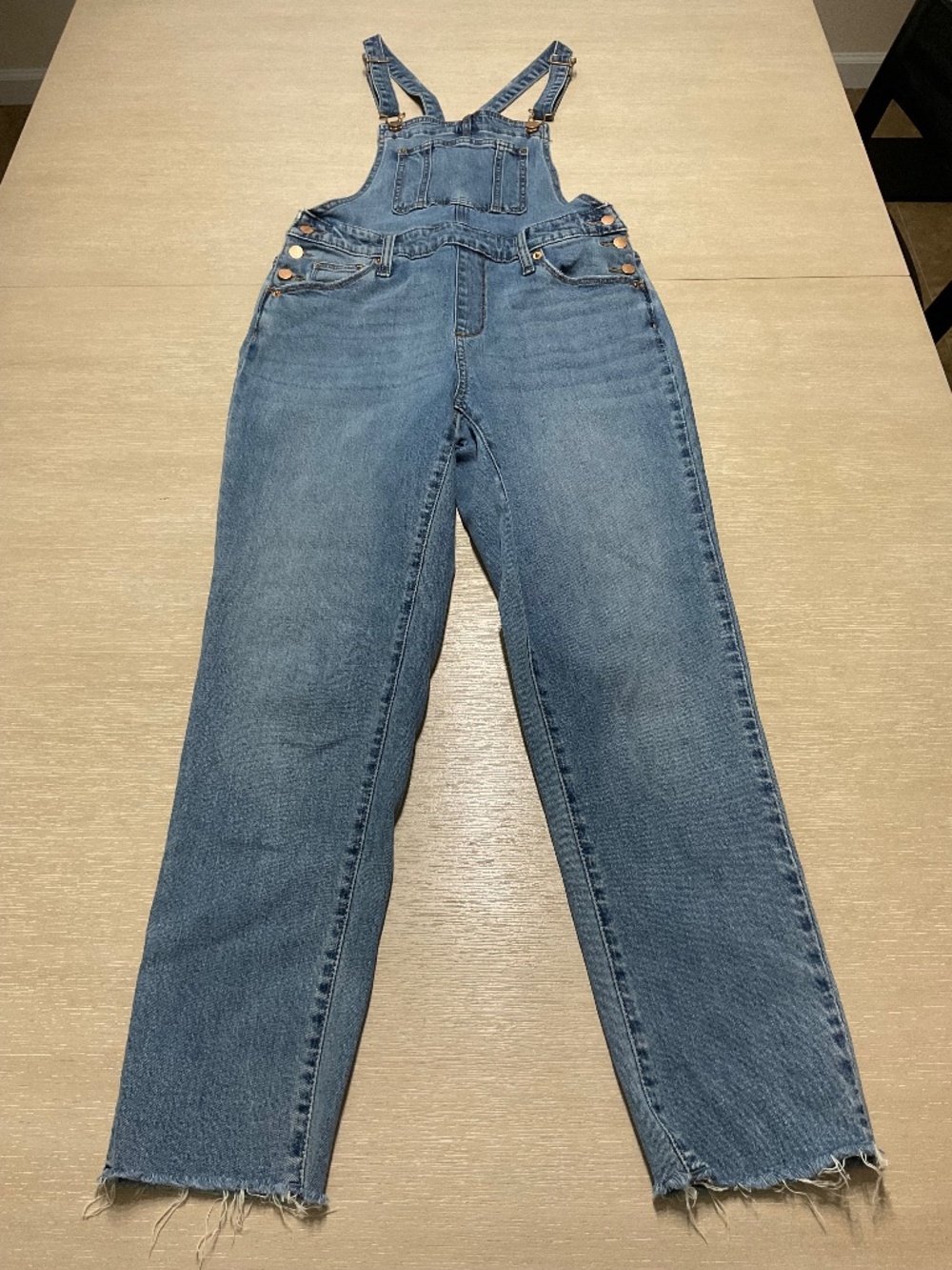 Universal Thread Denim Overalls Size 4/27R Straight Leg Raw Hem A010